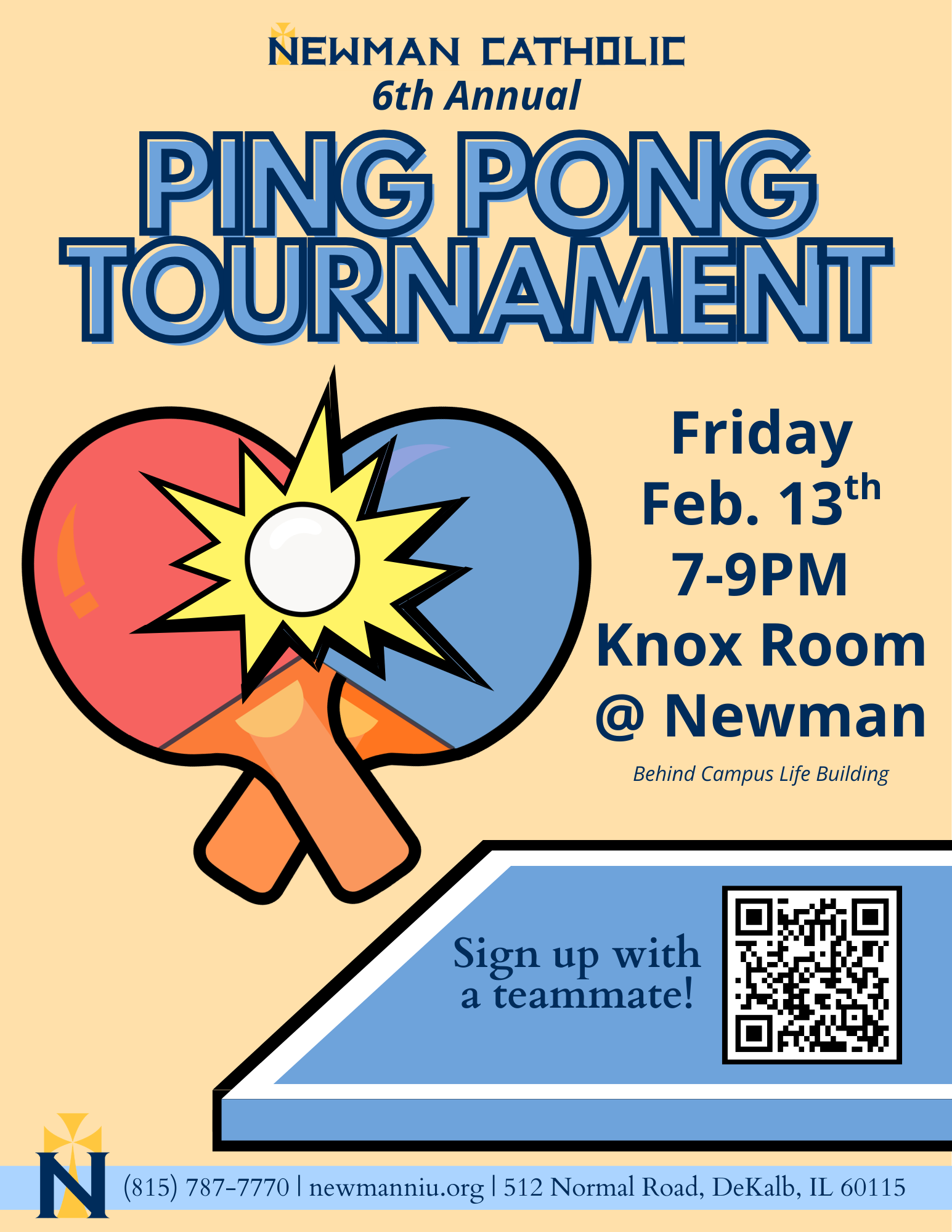 6th Annual Ping Pong Tournament Poster, Feb. 13th, 2026